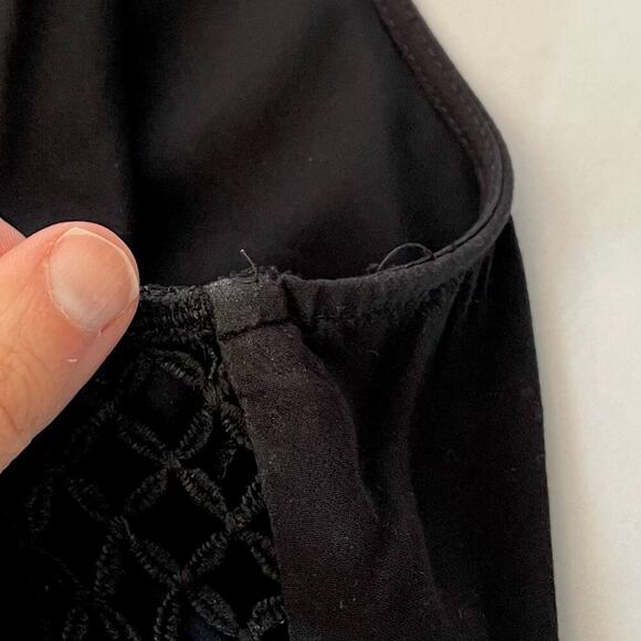 LOFT Sleeveless Black Halter Dress, Embroidered, Fringe, Crochet, Boho, Size M - Picture 15 of 15